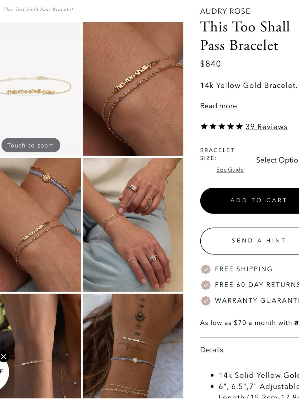Audry Rose This Too Shall Pass Bracelet - Yellow Gold